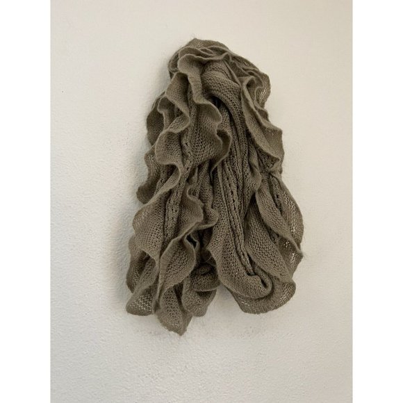 Infinity Scarf Set Of 2 Scarves Blue Brown Neutral Soft Acrylic Fringe Ruffle OS - Picture 4 of 5